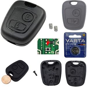 Peugeot sleutel draadloze afstandsbediening 2 toetsen behuizing set 106 206 207 306 307 806 autosleutel batterij microknop nieuw