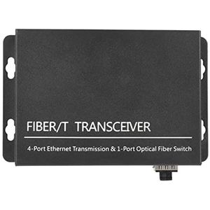 Glasvezeltransceiver, 4 Elektrische Poorten 1 Optische Poort SFP Glasvezelmediaconverter RJ45-poort 100-240V voor Kantoor (EU-stekker)