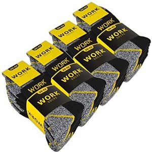 10 of 20 Paar Korte Werksokken Heren Katoen WORK (43-46, 20 Paar | Zwart/Grijs gemêleerd)
