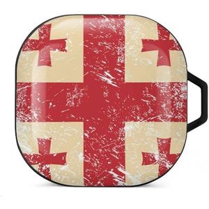 Georgië Retro Vlag Oordopjes Hoesje Compatibel met Samsung Hard Shell Beschermhoes Zwart-Stijl