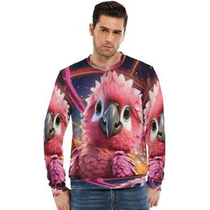 KAAVIYO Space Light Art Parrot Pullover Lange Mouw Ronde Hals Sweatshirt T Shirt Tops Crewneck Truien Voor Tiener Mannen, Patroon, M