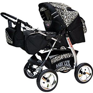 Kinderwagen King + autostoel Cosmic Black & luipaard