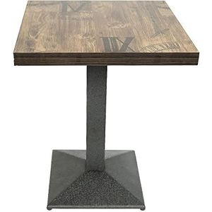 homewell Eettafel, vierkant, eenpodig, Europese stijl, geschikt voor 4 personen, van ijzer en houten planken, keukentafel, eettafel, woonkamertafel, statafel 60 x 60 x 75 cm, bruin