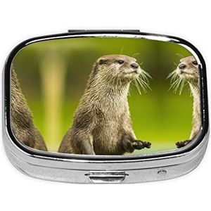 Klauwde Otter Vierkante Pillendoos, Pil Dispenser Doos Kabeljauw Leverolie Doos Vitamine Pil Doos Patiënt Pillendoos