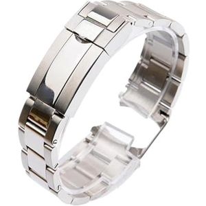 YingYou Metalen Horlogebanden Compatibel Met Rolex SUBMARINER DAYTONA Heren Vouwsluiting Horlogeaccessoires Roestvrij Stalen Horlogeband Ketting(Color:Silver,Size:21mm No Logo)