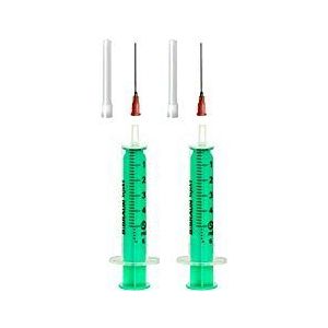 AE-GLAS Set: 1, 2 of 3 stuks spuit 5 ml vloeibare spuit hobbyspuit met stompe naald/canule voor e-liquid aroma hobby en doe-het-zelf (set 2x 5 ml)