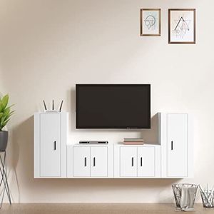 CBLDF 4-delige tv-kast set wit ontworpen hout