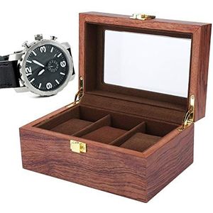 Houten Horloge Doos, Horloge Case Display Organizer 3 Raster Horloge Display Box Horloge Opbergdoos voor Thuis voor Tellers