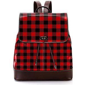Rode geruite gepersonaliseerde schooltassen boekentassen voor tiener, Meerkleurig, 27x12.3x32cm, Rugzak Rugzakken