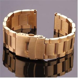 Kijk naar bands Horlogebanden Roestvrij stalen horlogeband Metalen horlogeband Schakelarmband Accessoires Zilver Rose Goud Zwart Vervangingsband Dagelijks (Color : Gold, Size : 24mm)