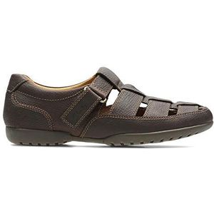 Clarks Recline Open Slip-on voor heren, Bruin Mahogany Leather, 43 EU Breed