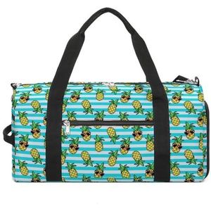 Tropic Cartoon Trendy Ananas Reizen Gym Tas met Schoenen Compartiment En Natte Zak Grappige Tote Bag Duffel Bag voor Sport Zwemmen Yoga