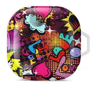 Liefde graffiti print met harten oordopjes hoesje compatibel met Samsung hard shell beschermhoes wit stijl