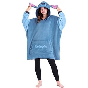 Disney Stitch oversized hoodie deken voor vrouwen en tieners Evil Queen Stitch Fleece deken met capuchon - Stitch geschenken (Blauw)