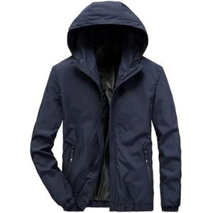 Pegsmio Mannen Lente Jas Dunne Effen Kleur Hooded Jassen Streetwear Jassen Sport Herfst Windjack, Donkerblauw, M