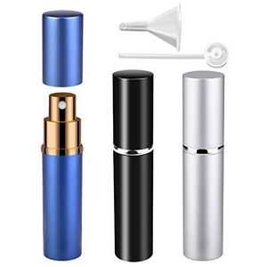 Zingso 3 stuks 10 ml parfumverstuiver navulbaar reizen mini draagbare lege spuitfles aluminium zakverstuiver parfum verstuiver flessen met trechter en pipet