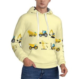 Jkkghll Cartoon Zware Machines Truck Print Mannen Hooded Warme Lichtgewicht Trui Voor Winter Herfst En Lente Casual Wear, Zwart, XS