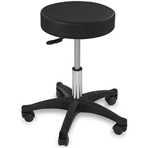 Physa - Aversa - Kruk - Zwart - Gepolijst Staal, Kunstleer, Zithoogte 45-58 cm, Belastbaar tot 150 kg