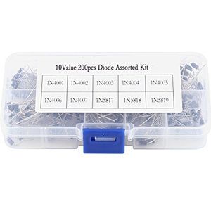 200 stks 10 Waarden Gelijkrichter Diode Assortiment Elektronische Kit 1N4001-1N4007 1N5817-1N5819 Met Doos