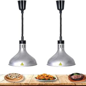 Voedsel Warmtelamp Voedsel Warmtelamp, Intrekbare Hanglamp Voedsel Verwarmingslamp, Infrarood Voedsel Warmer Lamp 250W for Thuis Keuken Hotel Restaurant Food Service (Color : B, Size : 2pack)
