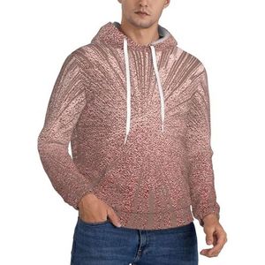 KLJnmbb Rose Goud Roze Print Mannen Hooded Pullover Zachte Comfortabele Voor Winter Herfst Lente Casual Dagelijkse Slijtage, Zwart, XS