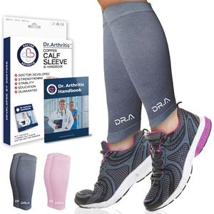 Dr. Arthritis Medische uniseks kuit compressie sleeve - compressiekous been, voor pijn & spierherstel, scheenbeen spalk, spataderen (Grijs - L (1 paar))