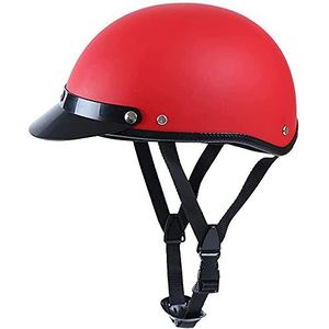 Duitse stijl motorfiets halve helm, heren en dames retro motor open helm DOT goedgekeurde schedeldop voor scooter Street Cruiser bromfiets ATV-helm (50~58cm) Decoration