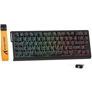 MAMBASNAKE X ATTACK SHARK X68PRO HE Draadloos Gaming Toetsenbord 8KHz Rapid Trigger,BT/2.4G/Bedraad,Magnetische Schakelaar 0,01mm RT,Instelbaar Actuatiespunt,5000mAh,RGB,voor PC/Mac-Zwarte Contouren