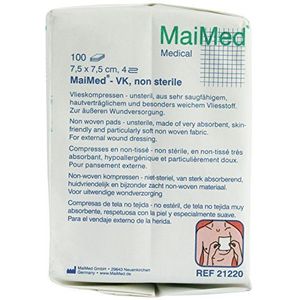 MaiMed - VK vlieskompressen niet-steriel 4-voudig 30 g, afmetingen: 7,5 x 7,5 cm