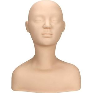 Zachte siliconen massage oefenpop hoofd met schouder, professionele cosmetologie make-up for kappers(One Message Head A)