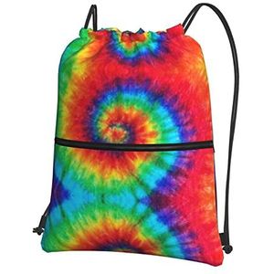 Bumble Bees Outdoor Leisure Rits Trekkoord Rugzak Dames En Heren Trekkoord Rugzak Sport Rugzak, Tie Dye Hippies, One Size