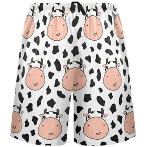 LI ZHI XIN Herenpyjamabroek, korte pyjamabroek, zomer casual shorts, elastische tailleband met trekkoord, rechte losse pasvorm met 2 zakken, S-XXL dierenkoeienpatroon, Meerkleurig, S