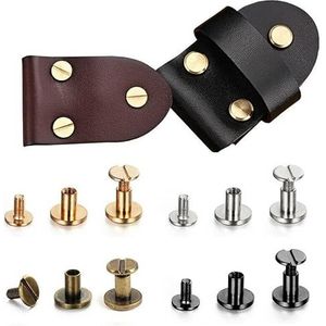 10 sets/20 stuks platte riemschroeven for bagage, leer, ambachtelijk spijkers en klinknagels(Gold,5x6mm)