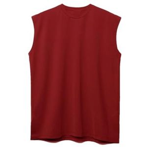 Herenkleding Fitness Hardlopen Ademend Tanks Tops Sport Gym Casual Mouwloze T-shirts, Bordeaux, M