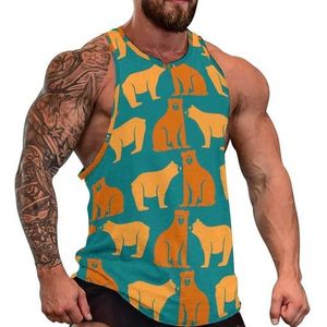 Kleurrijke Beren Patroon Mannen Tank Top Grafische Mouwloze Bodybuilding Tees Casual Strand T-Shirt Grappige Gym Spier