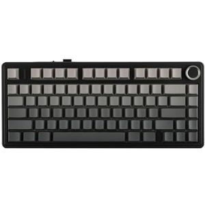 QPSJXN 75% compact mechanisch toetsenbord, 80° hot-swap-afdichting, Bluetooth 5.0, 2,4 g, draadloos bedraad met PBT-toetsenbord voor en Windows naar en (zwart (side-print)