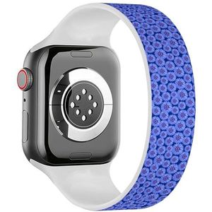 Solo Loop band compatibel met alle series Apple Watch 42/44/45/49mm (blauwe korenbloemen) rekbare siliconen band band accessoire, Siliconen, Geen edelsteen