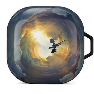 Flying Dragon in Cloudy Sky oordopjes hoesje compatibel met Samsung hard shell beschermhoes zwart stijl