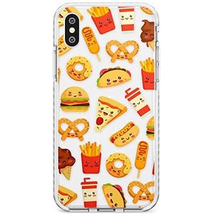 Fast Food Pattern Telefoonhoesje voor iPhone | Beschermhoes voor impactbescherming, Ultimate Drop Proof Cover | Fast Food Pattern Clear Transparent Take Away, bumper hoesje, iPhone X / iPhone XS, 4. Kawaii Fast Food Mix