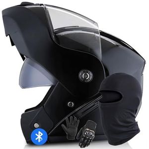 Systeemhelm Met Bluetooth-Motorhelm Geïntegreerde Motorhelm DOT/ECE-Gecertificeerd Bluetooth-Integraalhelm Systeemhelm Met Dubbele Spiegel Voor Dames En Heren D,L/58-59CM