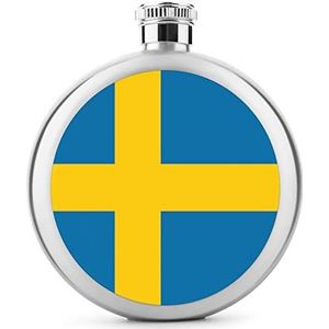 Vlag van Zweden Heupfles 5 oz lekvrije drankfles roestvrij staal wijnfles voor bruiloft feest geschenken