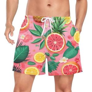 Niigeu Art Tropical Fruit Orange Zwembroek voor heren, sneldrogend, met zakken, Leuke mode, XXL