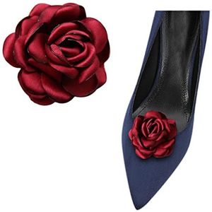 2 Stks Stof Rose Schoen Clips Afneembare Bloem Schoen Gespen Schoen Versieringen Schoenen Sieraden Decoratie Voor Hoge Hakken Pompen, One Size, Metaal, Geen edelsteen