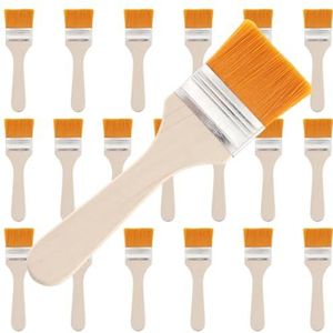 TOKSEO Set van 20 schilderskwasten, penseelkop, platte kwast, lazuurkwast, kleine kwast, platte lakkwast met houten handvat voor lakken, lazuren, doe-het-zelf, schilderen