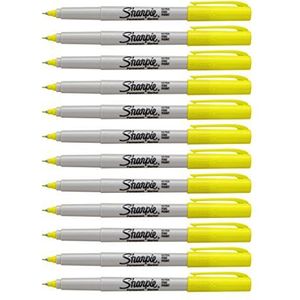 Sharpie Color Burst Permanent Markers, Ultra-Fine Point, Yellow, Box of 12 (1948363)