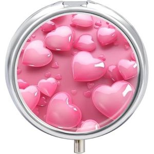 Pillendoos 3 compartimenten ronde pillenorganisator dagelijkse kleine pillenhoes voor reizen harten metalen pillencontainer draagbare medicijnorganisator voor pillen vitaminen visolie supplement