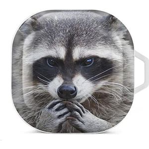 Schattig wasbeer oordopjes hoesje compatibel met Samsung harde shell beschermhoes witte stijl