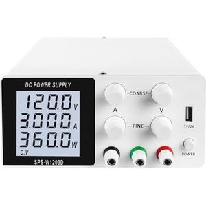 Tafelvoeding van laboratoriumkwaliteit, Instelbare DC-voeding 30V 10A LCD-scherm Bescherm ogen USB Digital Lab Bench Voltage Regulator Switch Eenvoudig in te stellen en te gebruiken(SPS-W1203D White)