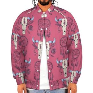 Creatieve Boho Buffalo Skull Grappige Mannen Baseball Jacket Gedrukt Jas Zachte Sweatshirt Voor Lente Herfst
