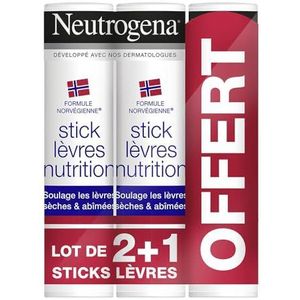 Neutrogena Nutrition Lip Stick Set van 3 x 4,8 g Inclusief 1 Gratis